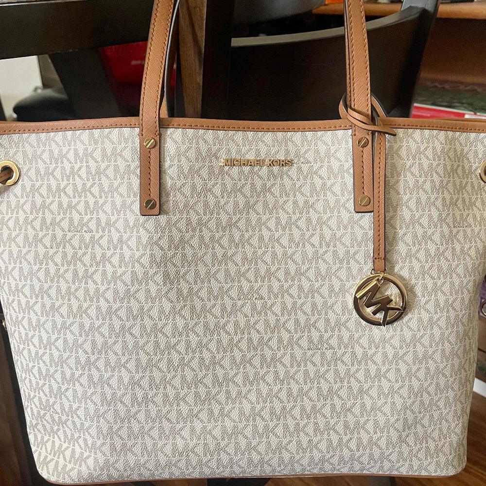 Michael Kors White Drawstring Tote